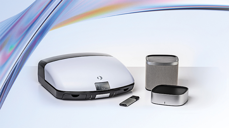 Full Otometrics Measure setup including audiometer, free-field loudspeaker, and test box—portable hearing assessment and fitting system by Natus Sensory.